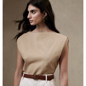 BANANA REPUBLIC 100% Cotton Sharp-Shoulder Top M